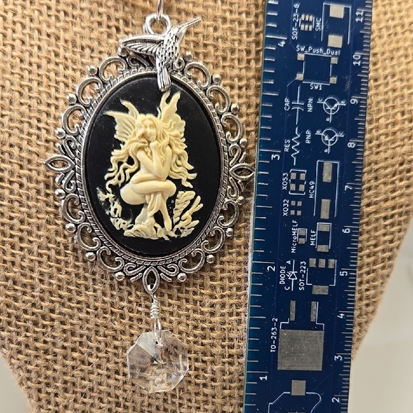 Handcrafted Silver and Black Fairy Pendant Necklace - Picture 3 of 3